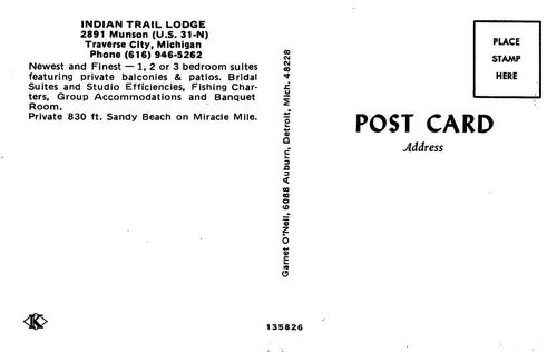 Indian Trail Lodge - Rear Of Postcard 2891 Address